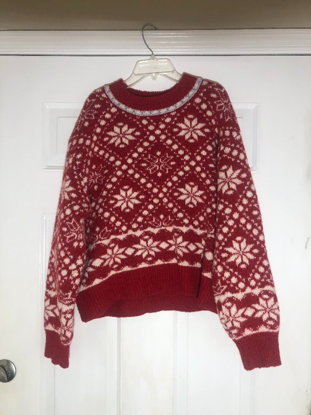 Alpine Snowflake Crewneck Universal Thread Oversized Sweater L Red